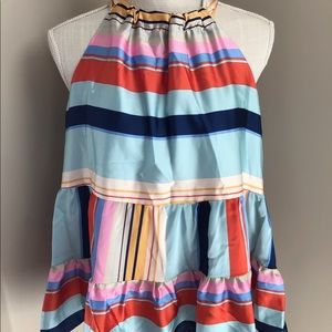 NWT striped tiered halter top